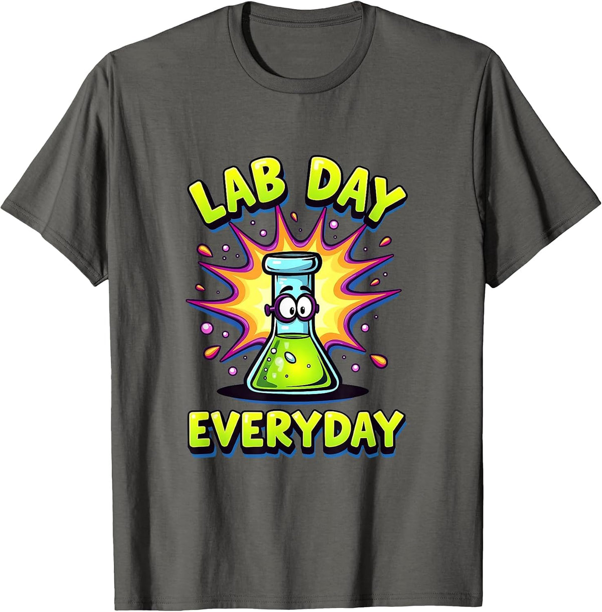 Lab Day Everyday Science Teacher Design T-Shirt - Asphalt Grey
