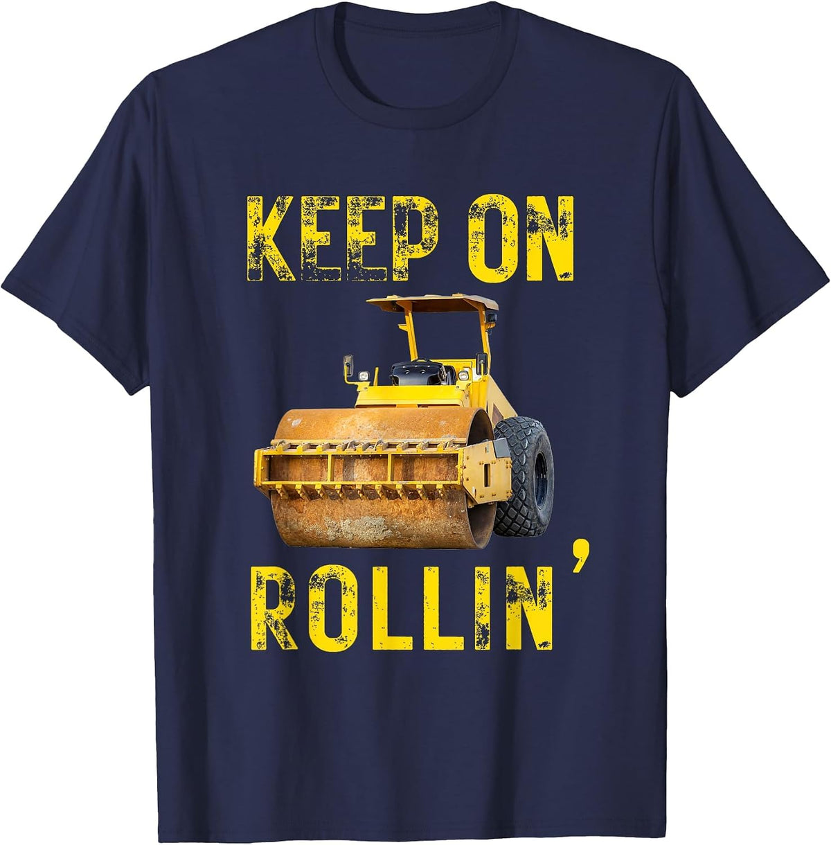 Dirt Machines Construction Truck Vehicles | Road Roller T-Shirt - Navy Blue