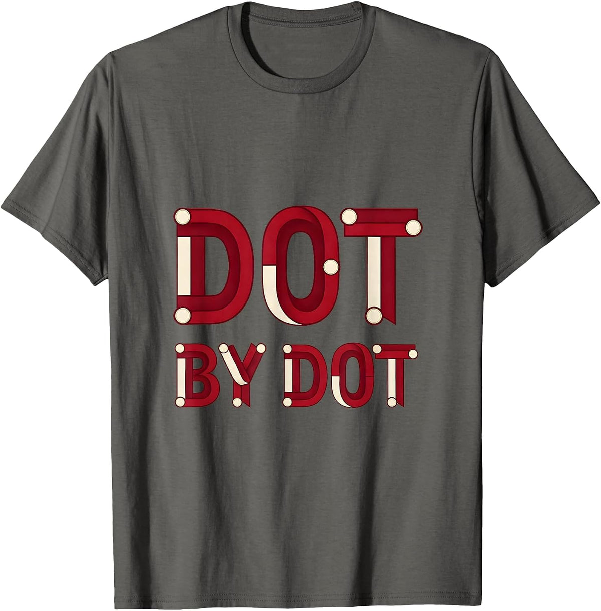 Dot By Dot Artistic Pattern Design T-Shirt - Asphalt Grey