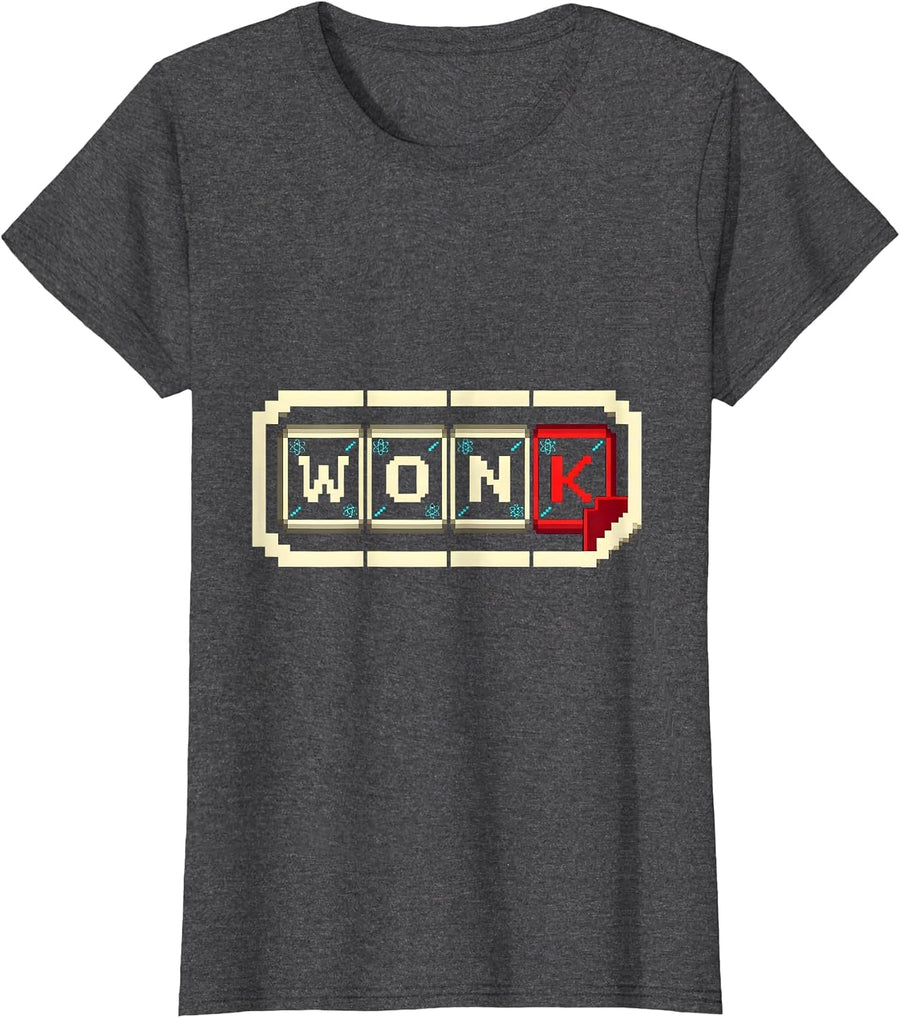 Women's W-O-N-K Pixel Art Chemistry Nerd Humor Science Teacher T-Shirt - Dark Heather Grey
