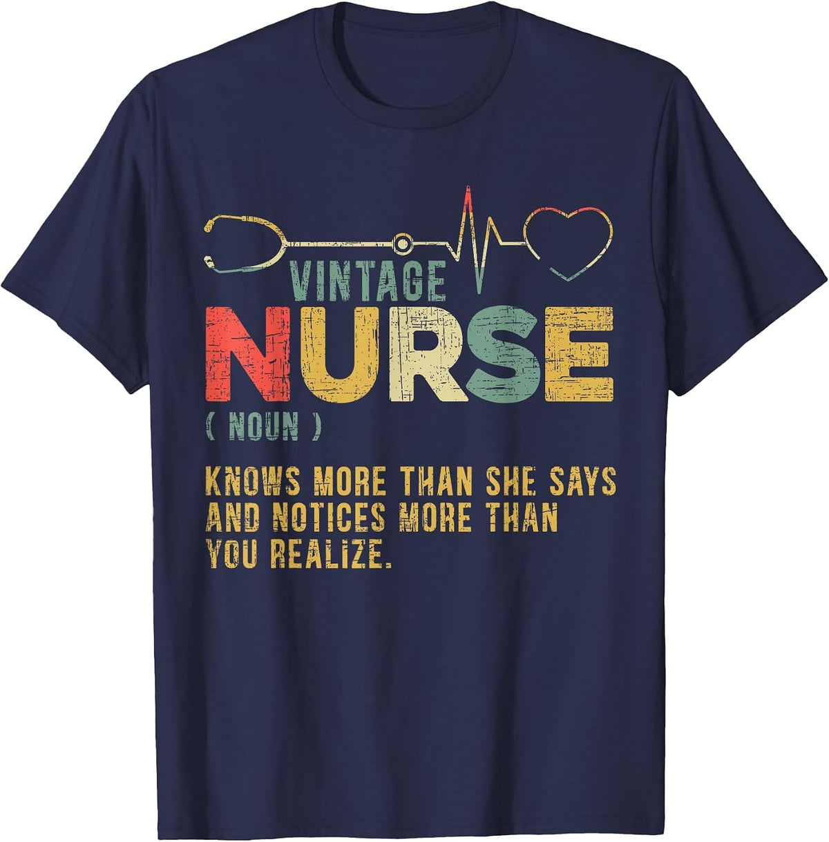 Vintage Nurse Definition Hospital Medical Registered Nursing T-Shirt - Navy Blue