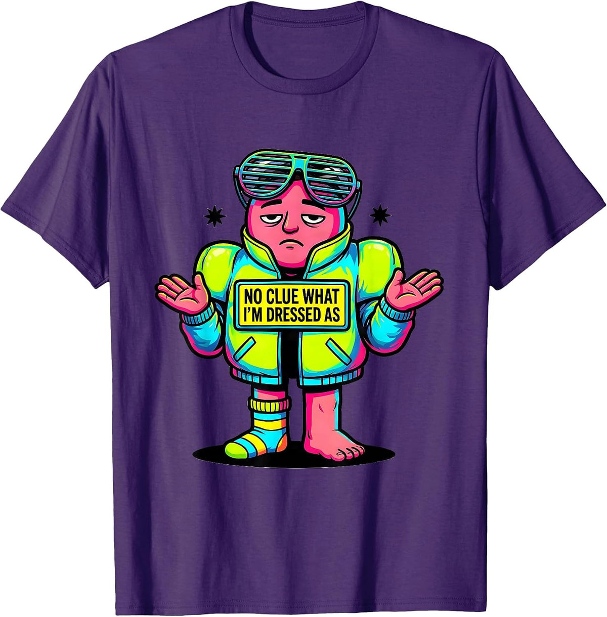 Men's No Clue What I'm Dressed As Funny 80s Costume Party T-Shirt - Purple