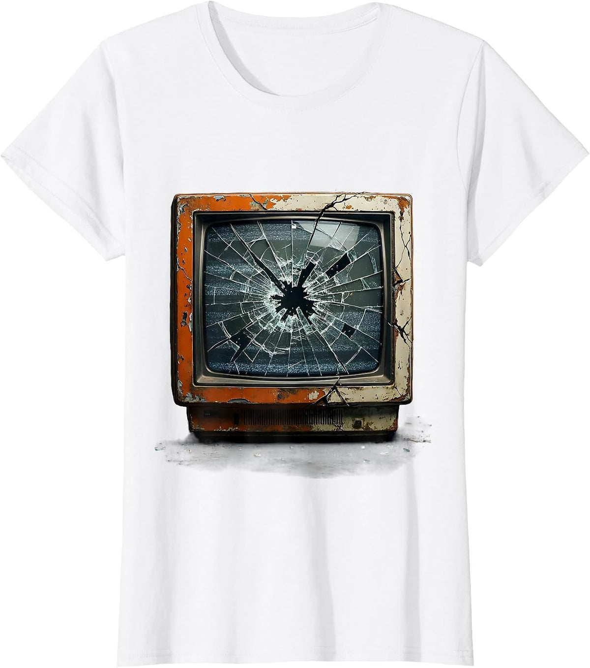 Punk Smashed TV Screen Graphic T-Shirt - White