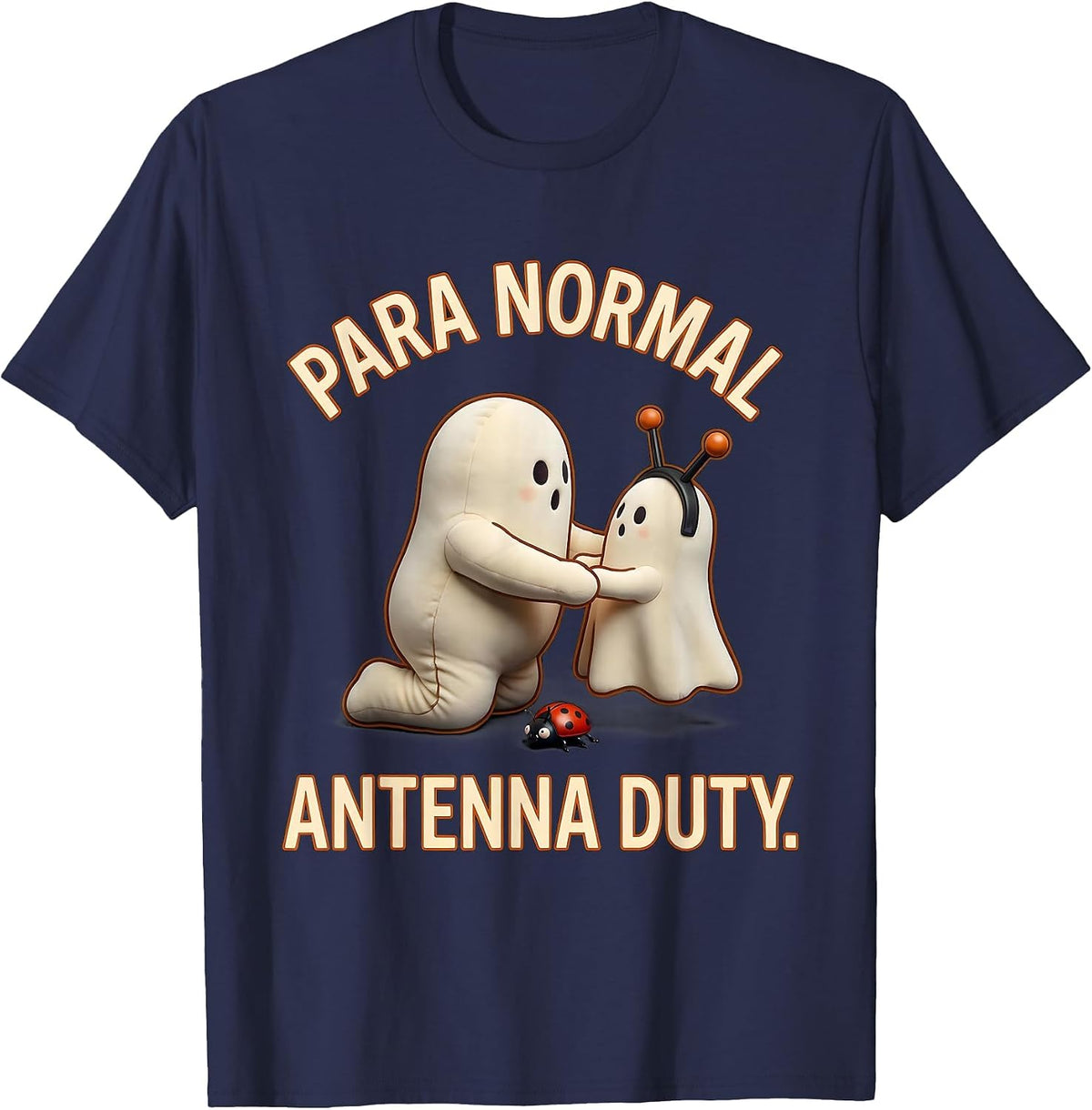 Men's Para Normal Antenna Duty Cute Ghost Para Teacher Halloween T-Shirt - Navy Blue