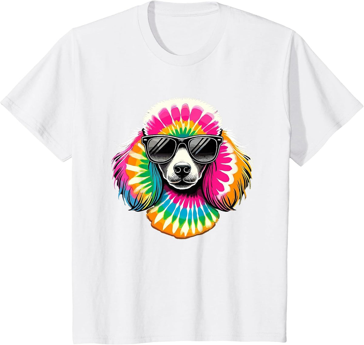 Tie Dye Art Sunglasses Poodle Dog Toy Poodles T-Shirt - White