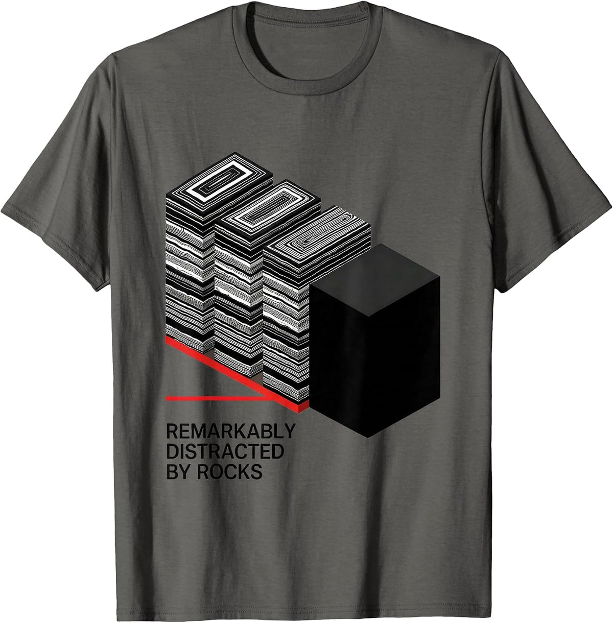 Remarkably Distracted By Rocks Funny Geologist Rock T-Shirt - Asphalt Grey