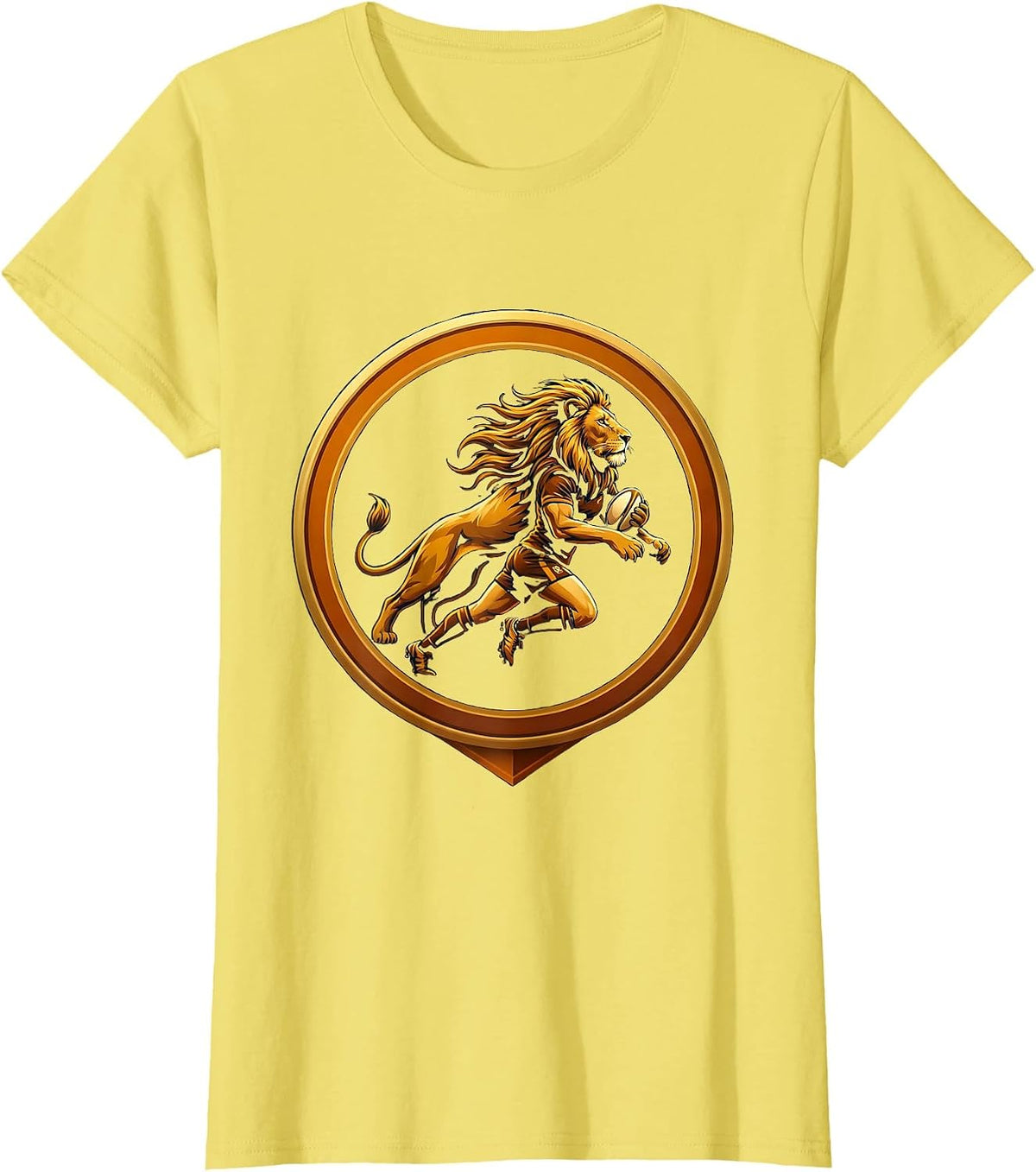 Lioness Rugby Player Silhouette Graphic T-Shirt - Lemon Yellow