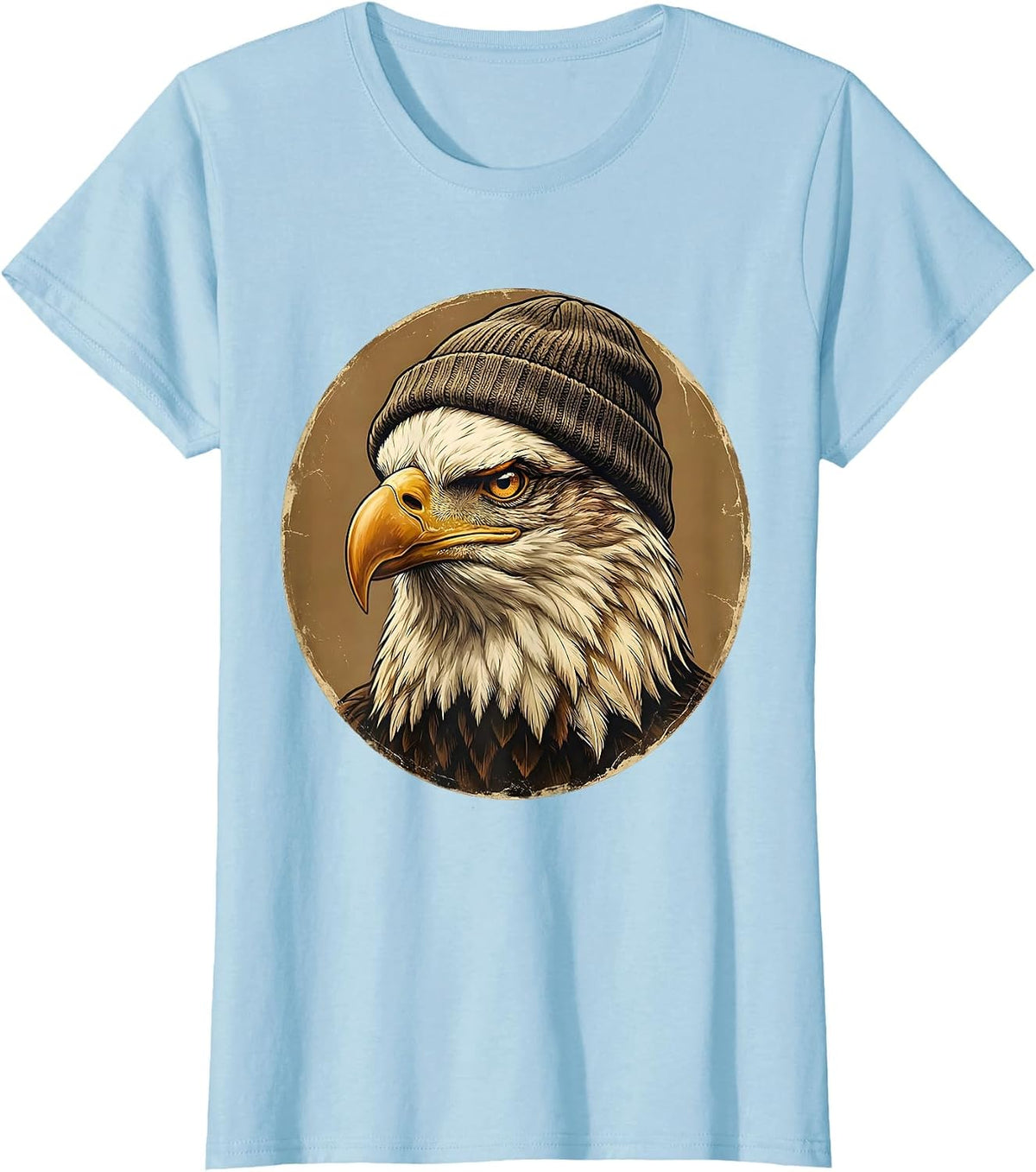 Women's Bald Eagle Portrait Vintage Eagle Lover Gift T-Shirt - Baby Blue