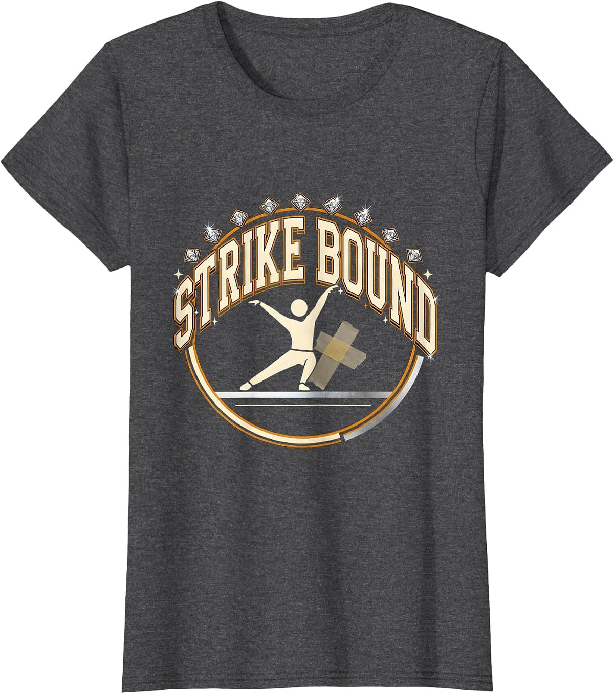 Women's Strike Bound Sparkle Varsity Theater Drama Actor Humor T-Shirt - Dark Heather Grey