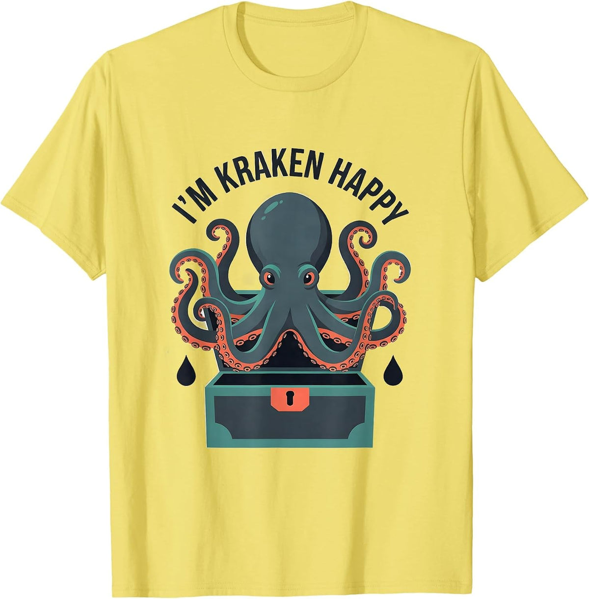 Men's I'm Kraken Happy Vintage Octopus Sea Monster Lover Gift T-Shirt - Lemon Yellow