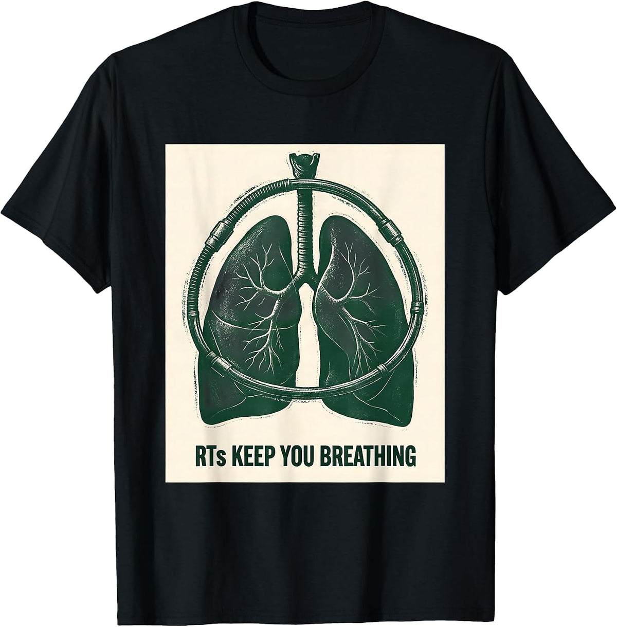 Men's RTs Keep You Breathing Rubber Stamp Respiratory Therapist T-Shirt - Black
