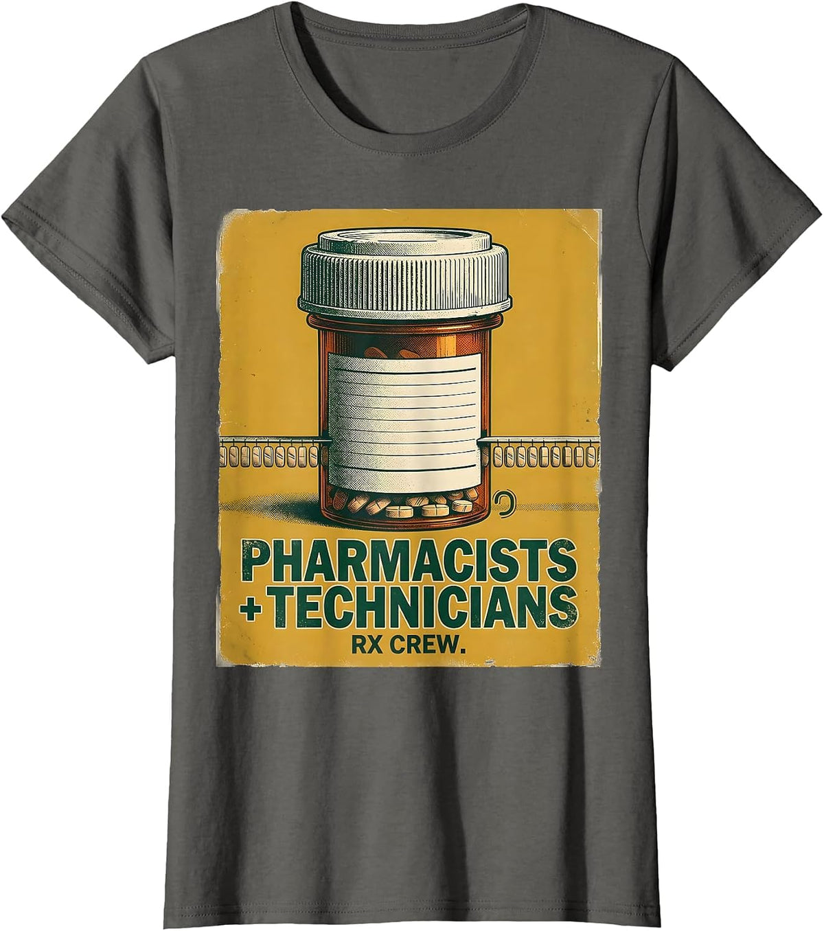 Women's Pharmacists + Technicians, Rx Crew Vintage Pharmacy Squad T-Shirt - Asphalt Grey
