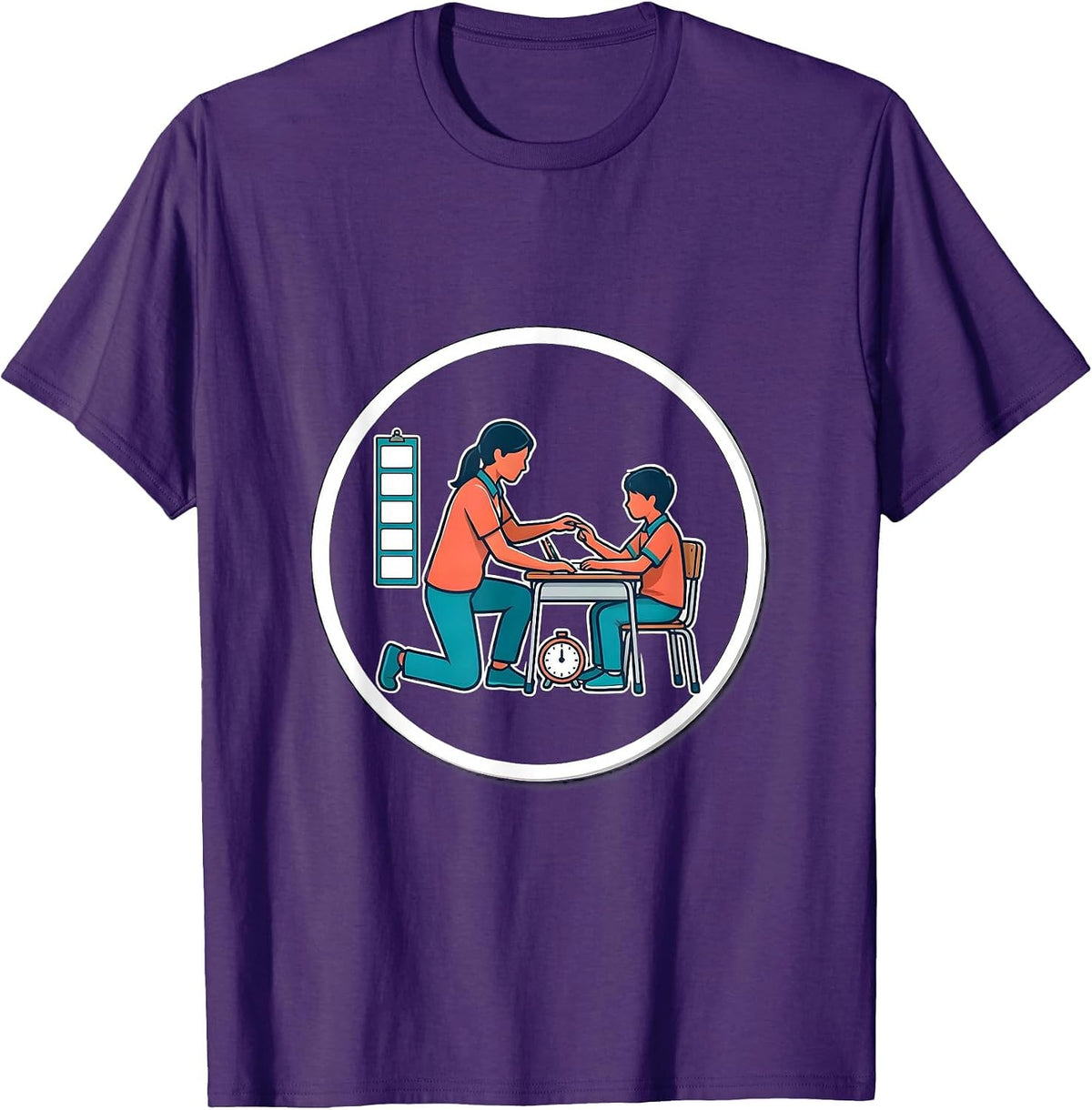 Para Support Aide Sticker Badge Special Ed Student Guide T-Shirt - Purple