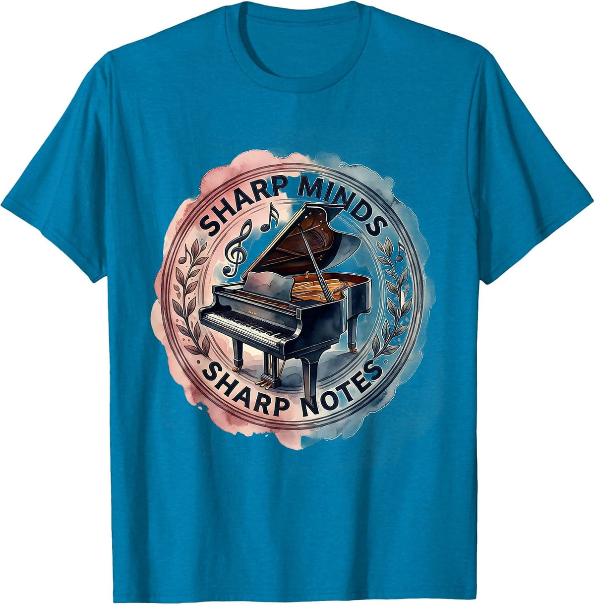 Sharp Minds Sharp Notes Music Teacher Design T-Shirt - Sapphire Blue