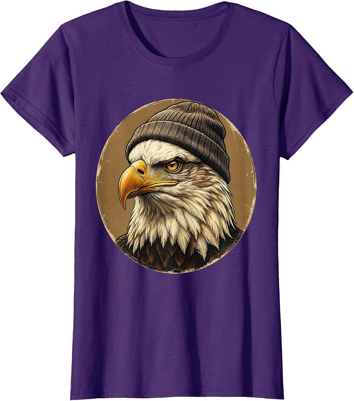 Women's Bald Eagle Portrait Vintage Eagle Lover Gift T-Shirt - Purple
