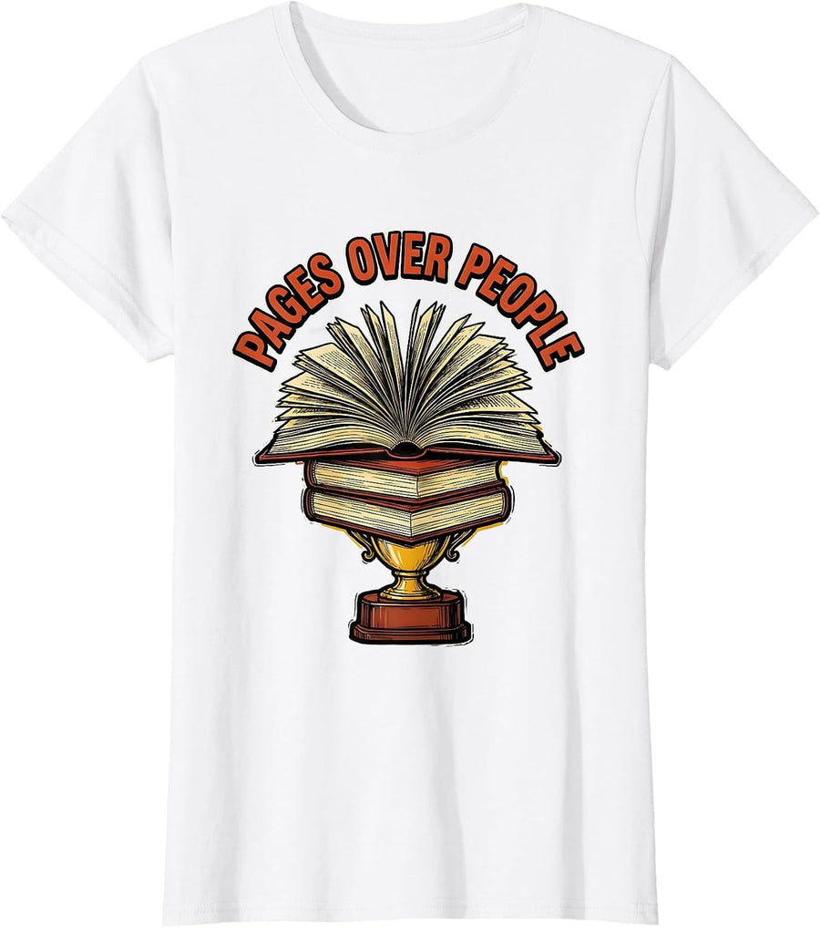 Women's Reading Is My Favorite Sport Pages Over People T-Shirt - White