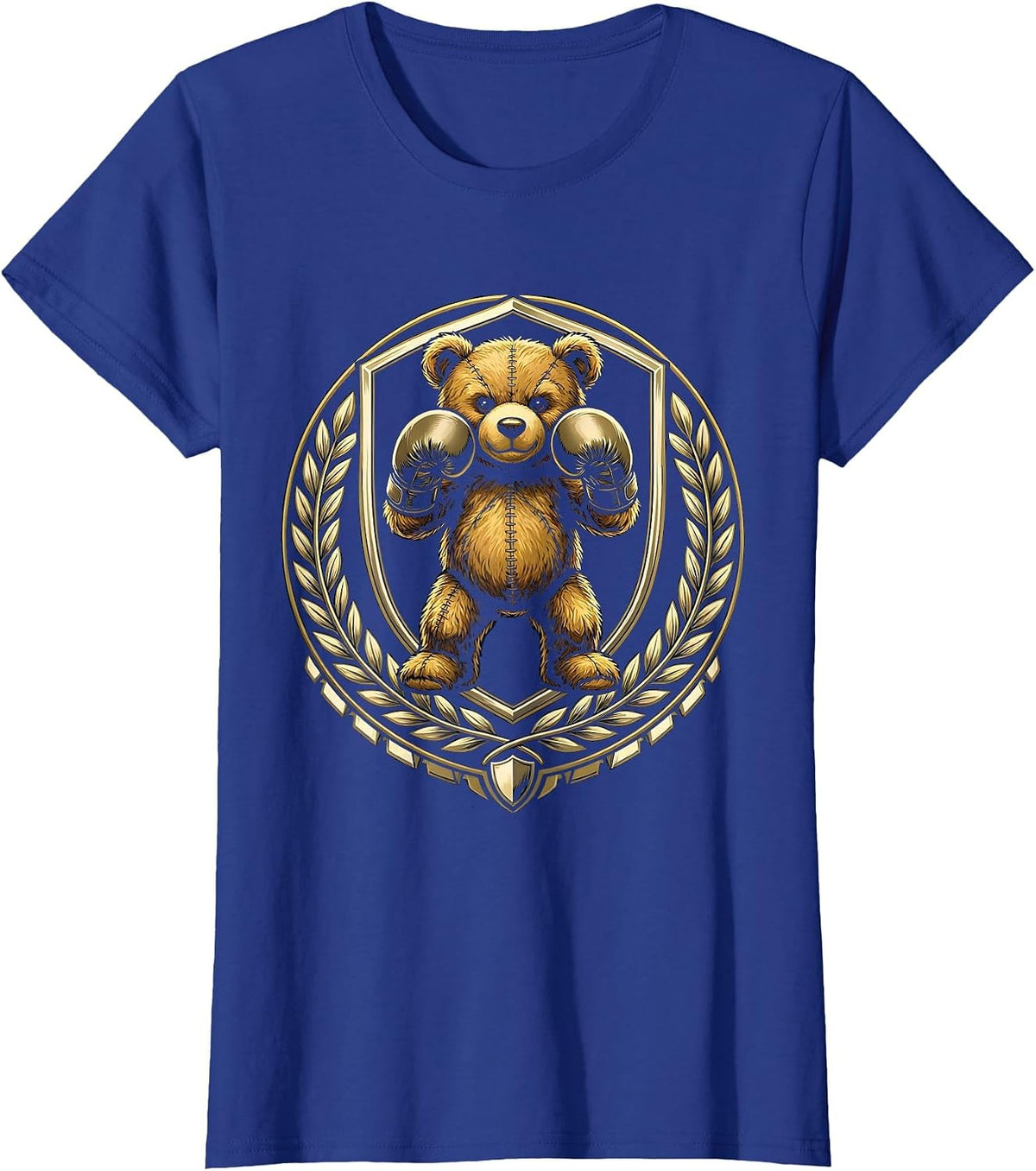 Women's Teddy Bear Boxing Fighter Graphic Tee T-Shirt - Royal Blue