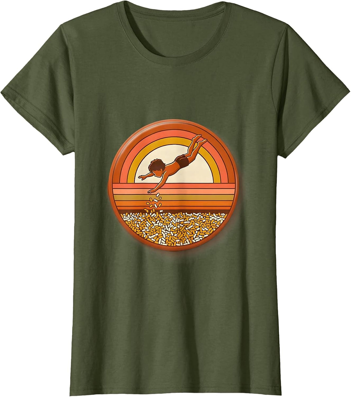 Women's Birthday Boy Diving Into Sprinkles Pool T-Shirt - Olive Green