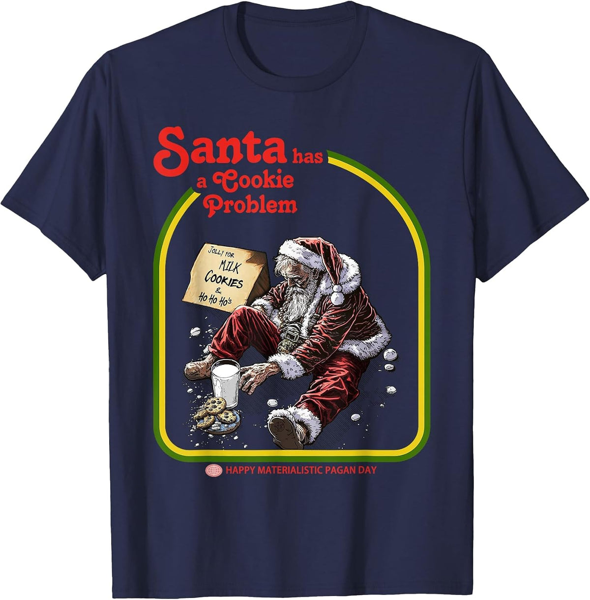 Santa has a Cookie Problem T-Shirt - Navy Blue