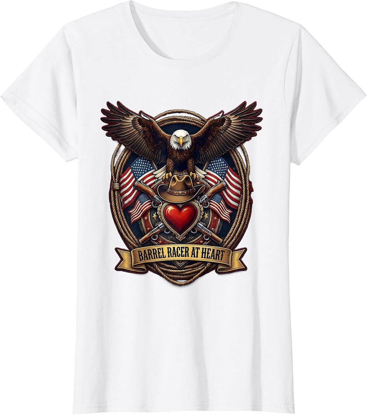 Barrel Racer At Heart Rodeo Design T-Shirt - White