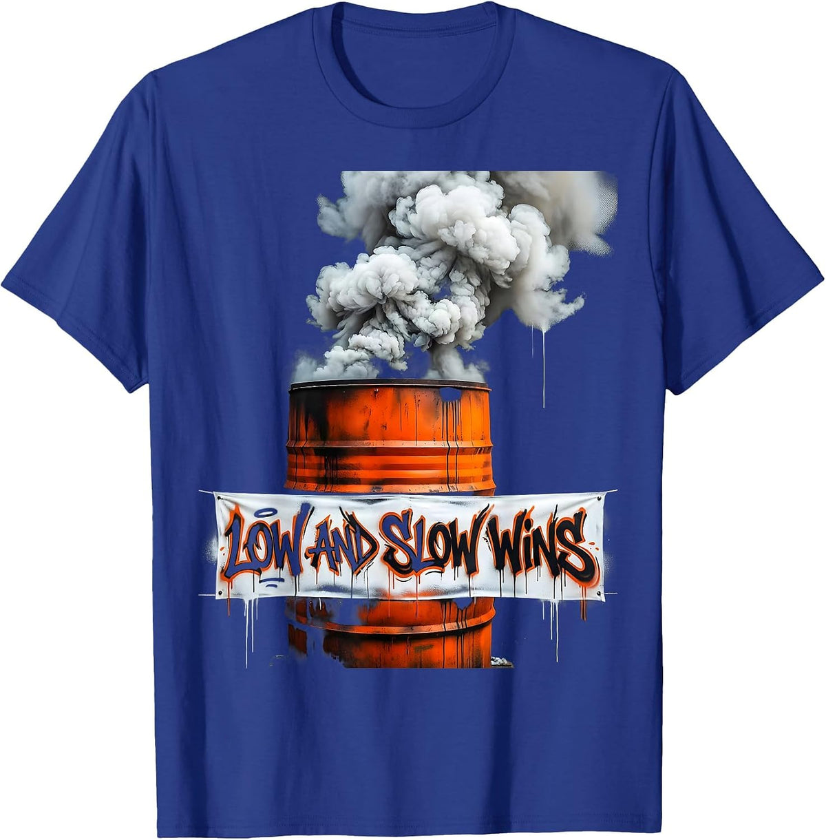 Low and Slow Wins Labor Day BBQ Smoker Design T-Shirt - Royal Blue