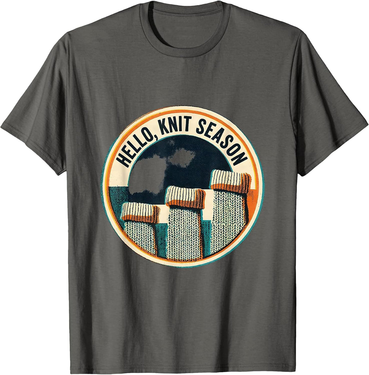 Men's Hello, Knit Season Cozy Autumn Knit Lover Gift T-Shirt - Asphalt Grey
