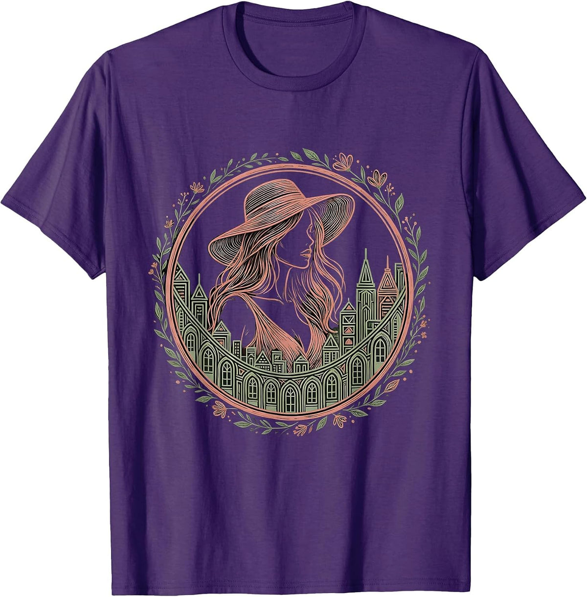 Gigi City Skyline Dusk Silhouette Design T-Shirt - Purple