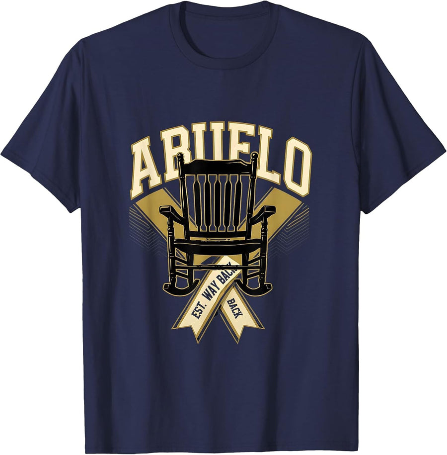 Abuelo Est. Way Back Grandfather Pride Design T-Shirt - Navy Blue