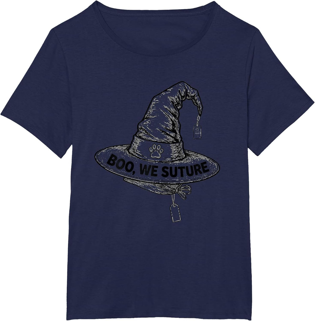 Women's Boo We Suture Funny Vet Tech Halloween Veterinary Crew T-Shirt - Navy Blue