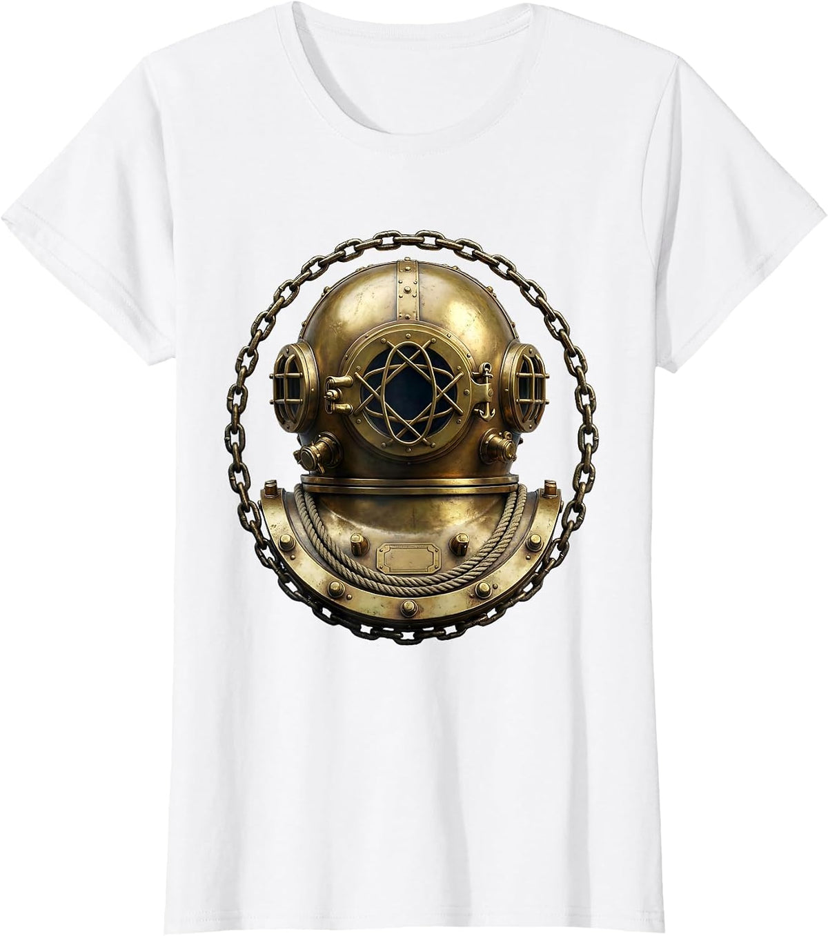 Vintage Deep Sea Diver Helmet Graphic T-Shirt - White