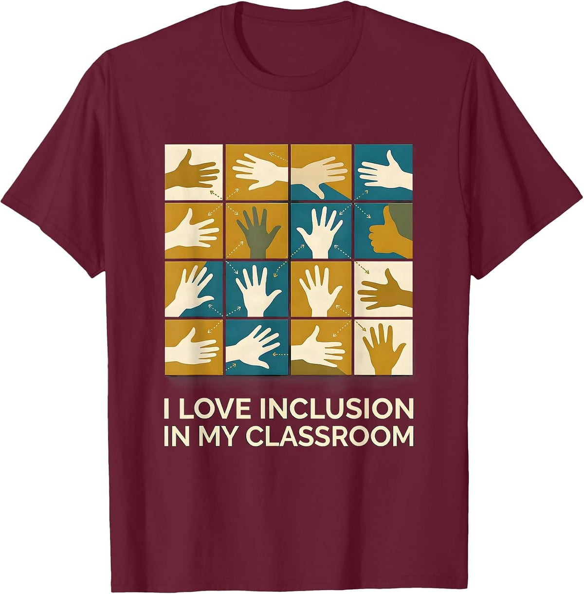 I Love Inclusion In My Classroom Midcentury Modern Special T-Shirt - Burgundy