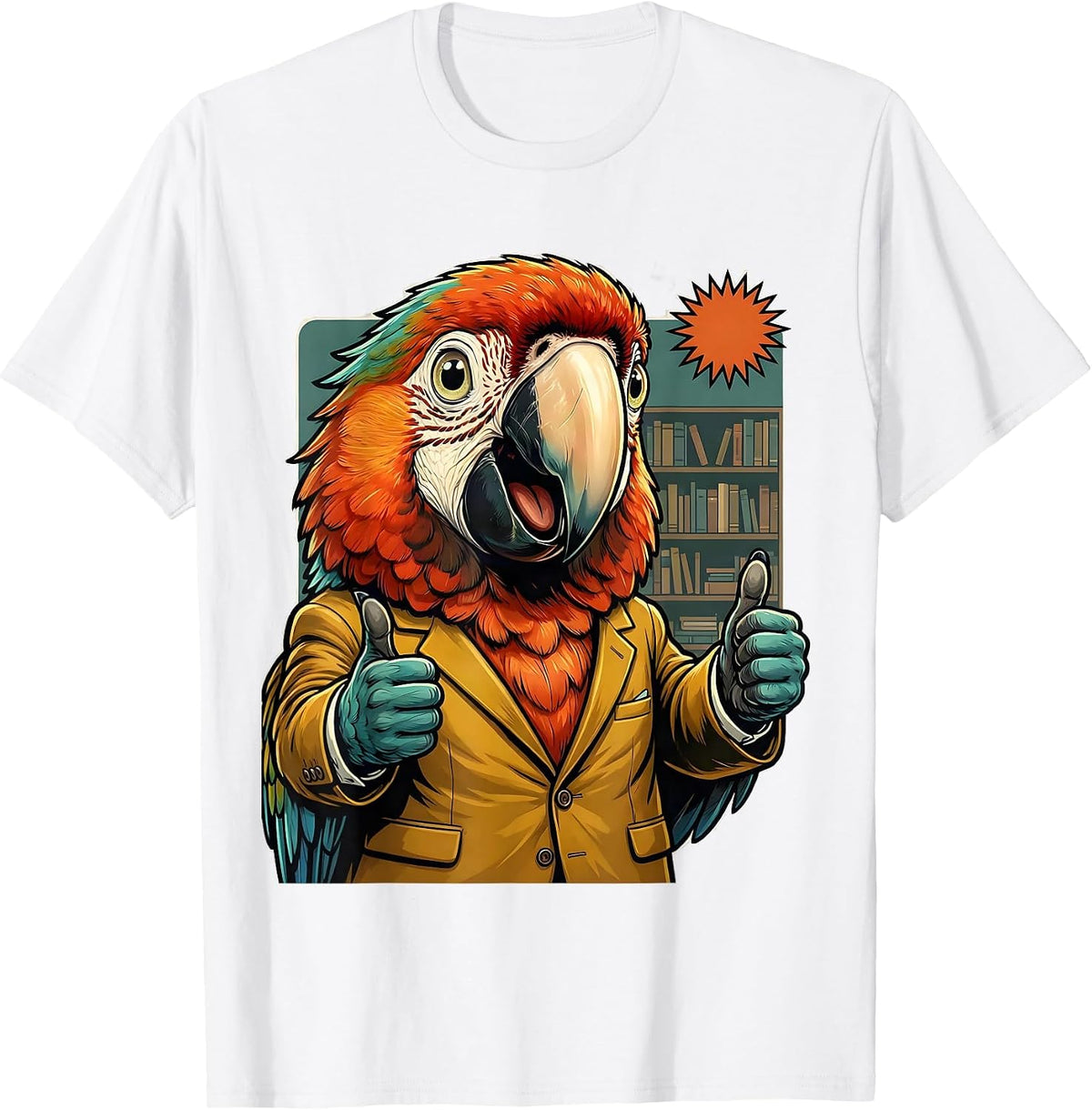 Men's Funny Parrot Zoom Meeting Background Graphic T-Shirt - White