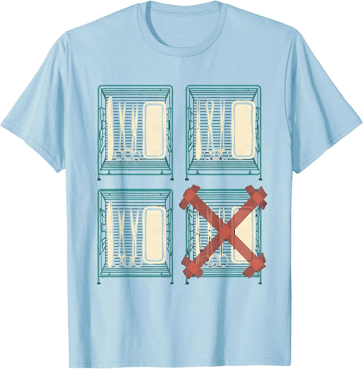 Men's Sterile Processing Rack Bay Tech Humor T-Shirt - Baby Blue