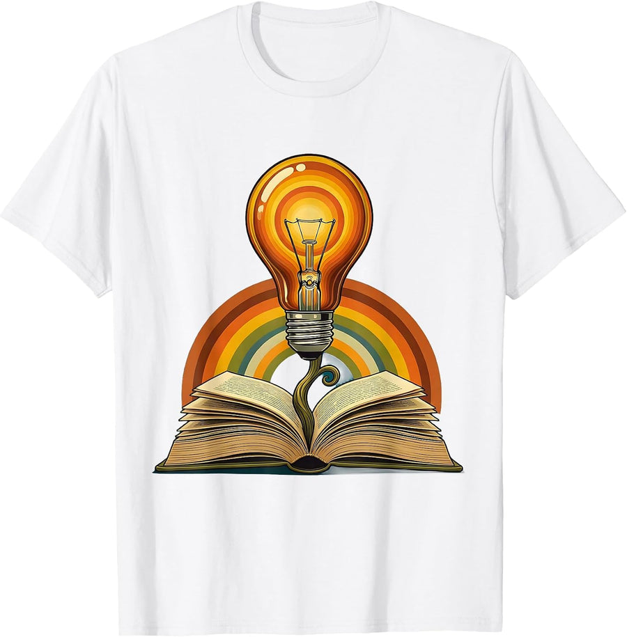 Men's Paraprofessional Lightbulb Book Graphic T-Shirt - White