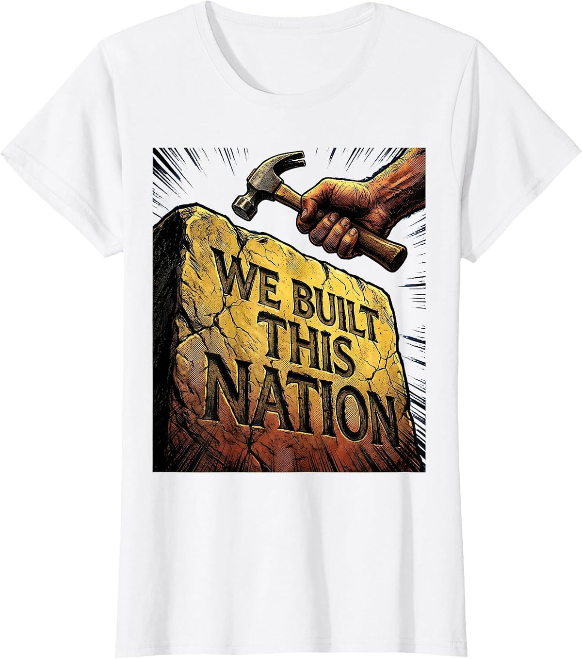 Women's We Built This Nation Patriotic Graphic Design T-Shirt - White