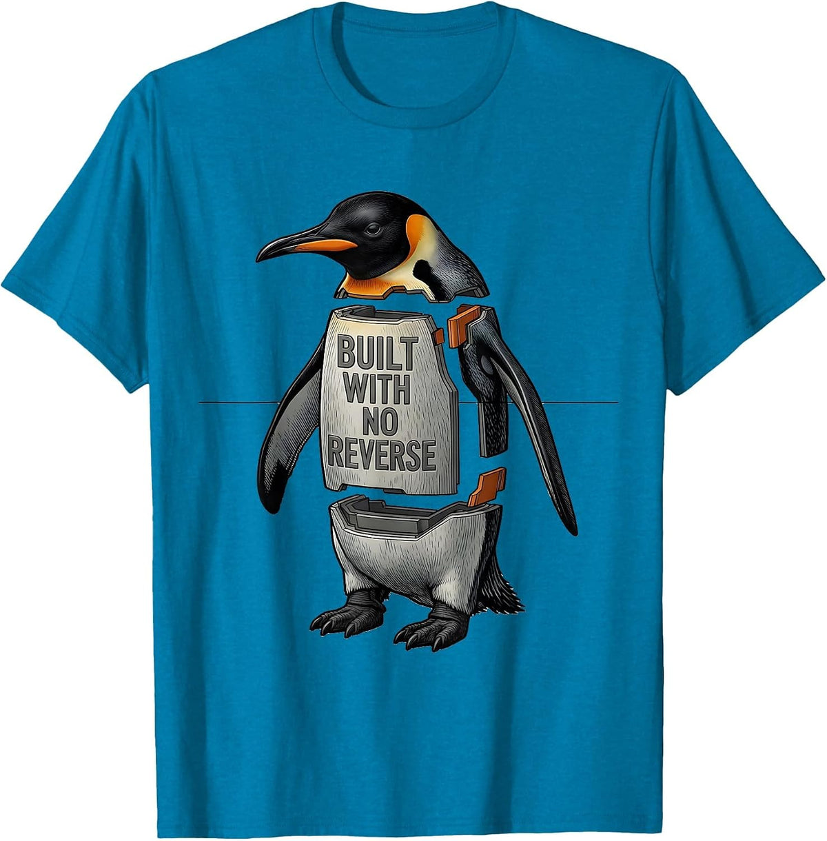 Built With No Reverse Funny Penguin Martial Arts Dark Humor T-Shirt - Sapphire Blue