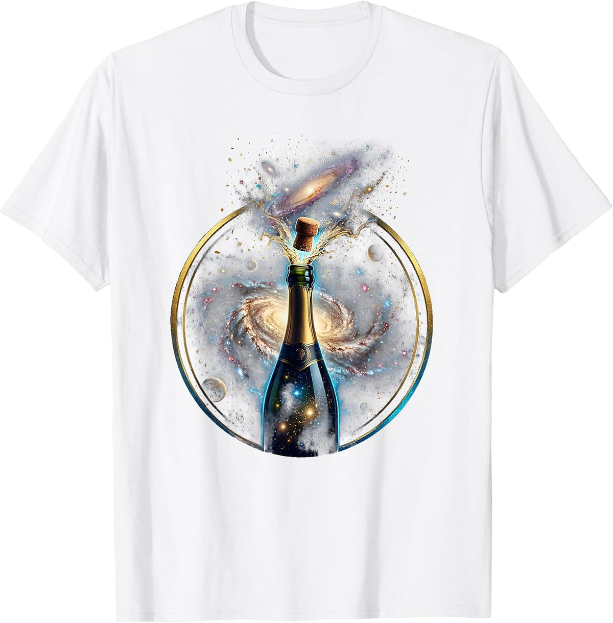 Men's Champagne Burst Birthday Confetti Celebration T-Shirt - White