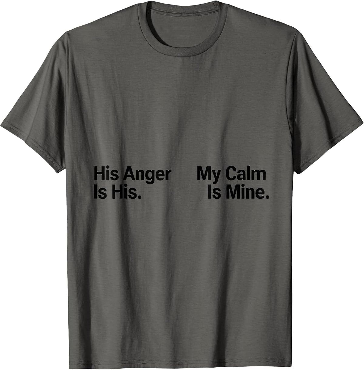 His Anger Is His My Calm Is Mine Stoic Philosophy Reader T-Shirt - Asphalt Grey