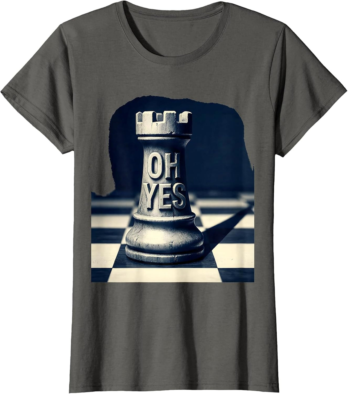 Women's Oh Yes Funny Chess Player Lover Gift Chess Humor T-Shirt - Asphalt Grey