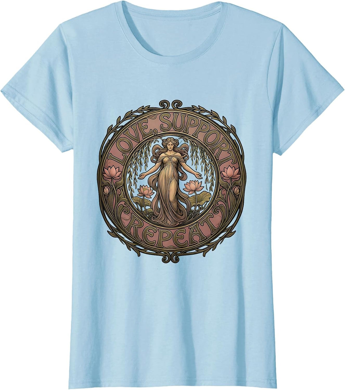 Love Support Repeat Paraprofessional Design T-Shirt - Baby Blue