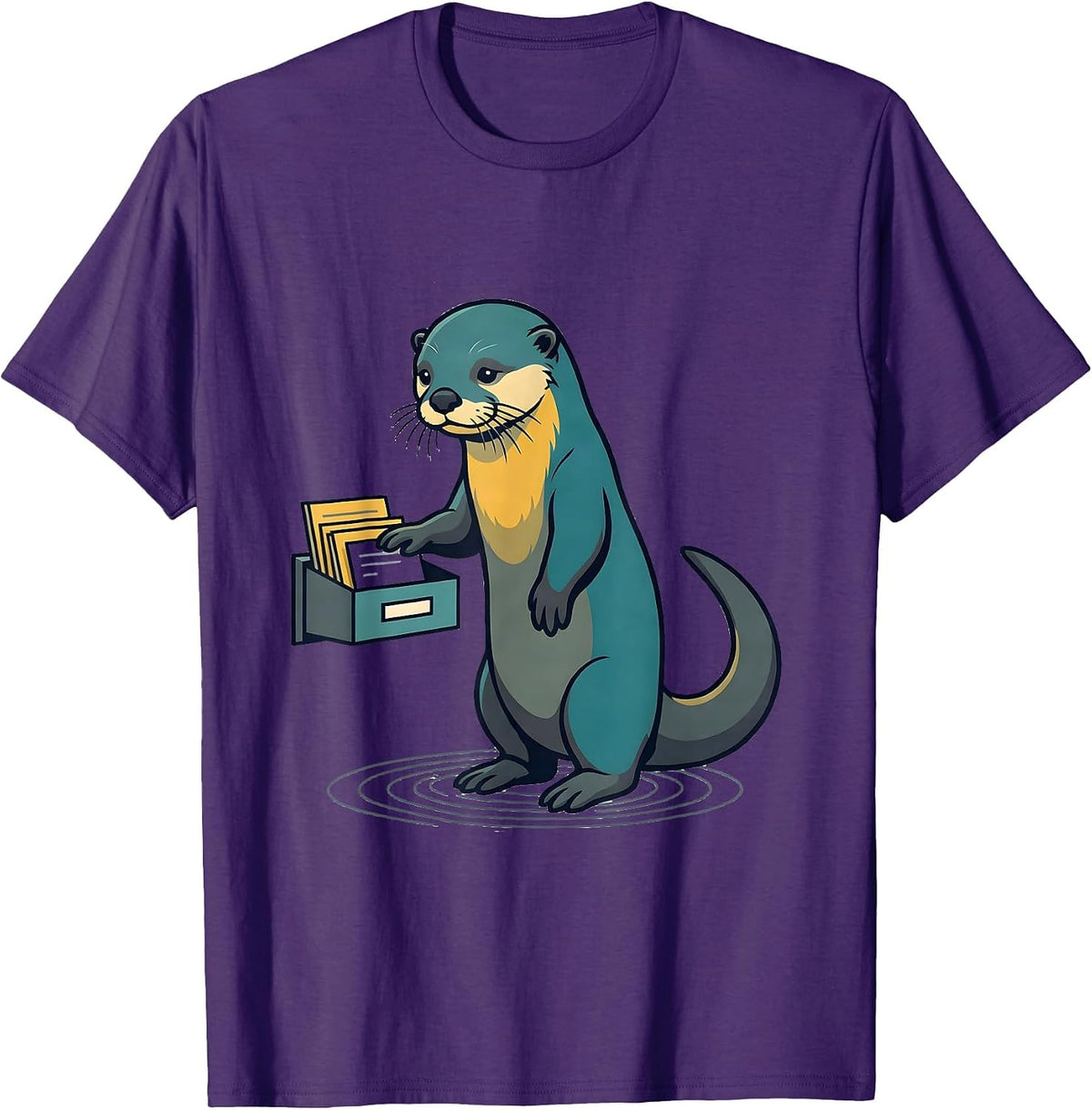 Otter Inbox Tray Flat Vector Funny Sea Animal Lover T-Shirt - Purple