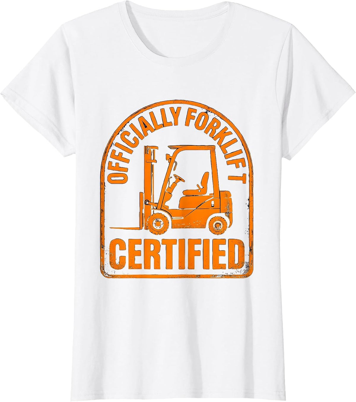 Officially Forklift Certified Vintage Funny Construction T-Shirt - White