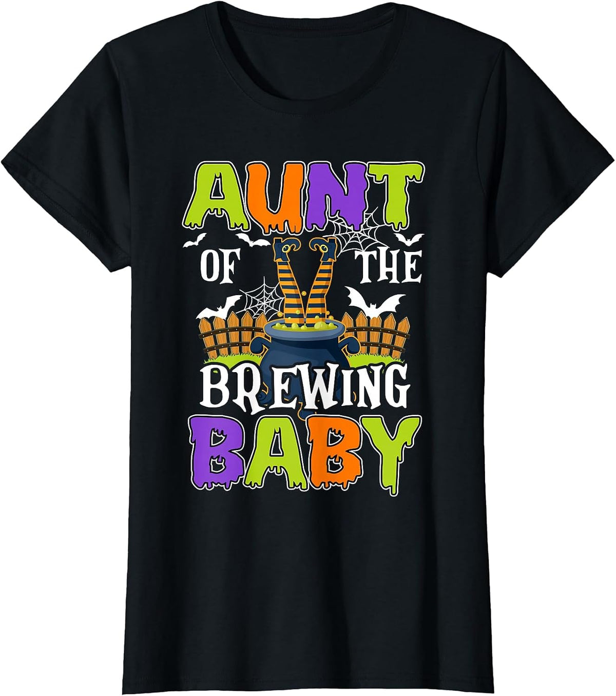 Aunt of The Brewing Baby Halloween Witch Baby Funny T-Shirt - Black