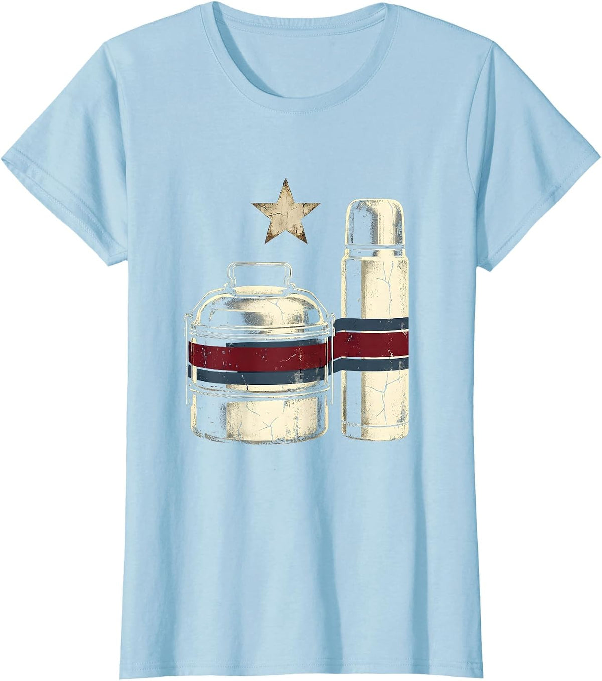 Labor Day Lunch Pail and Thermos Illustration T-Shirt - Baby Blue