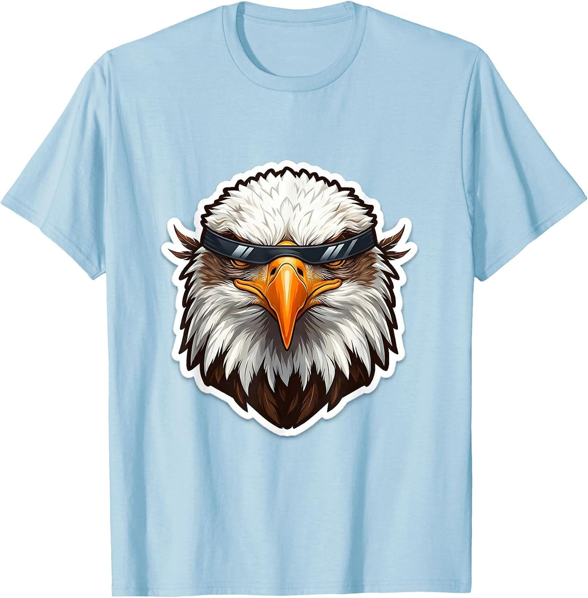 Men's Bald Eagle Sunglasses Funny Eagle Lover Mascot T-Shirt - Baby Blue