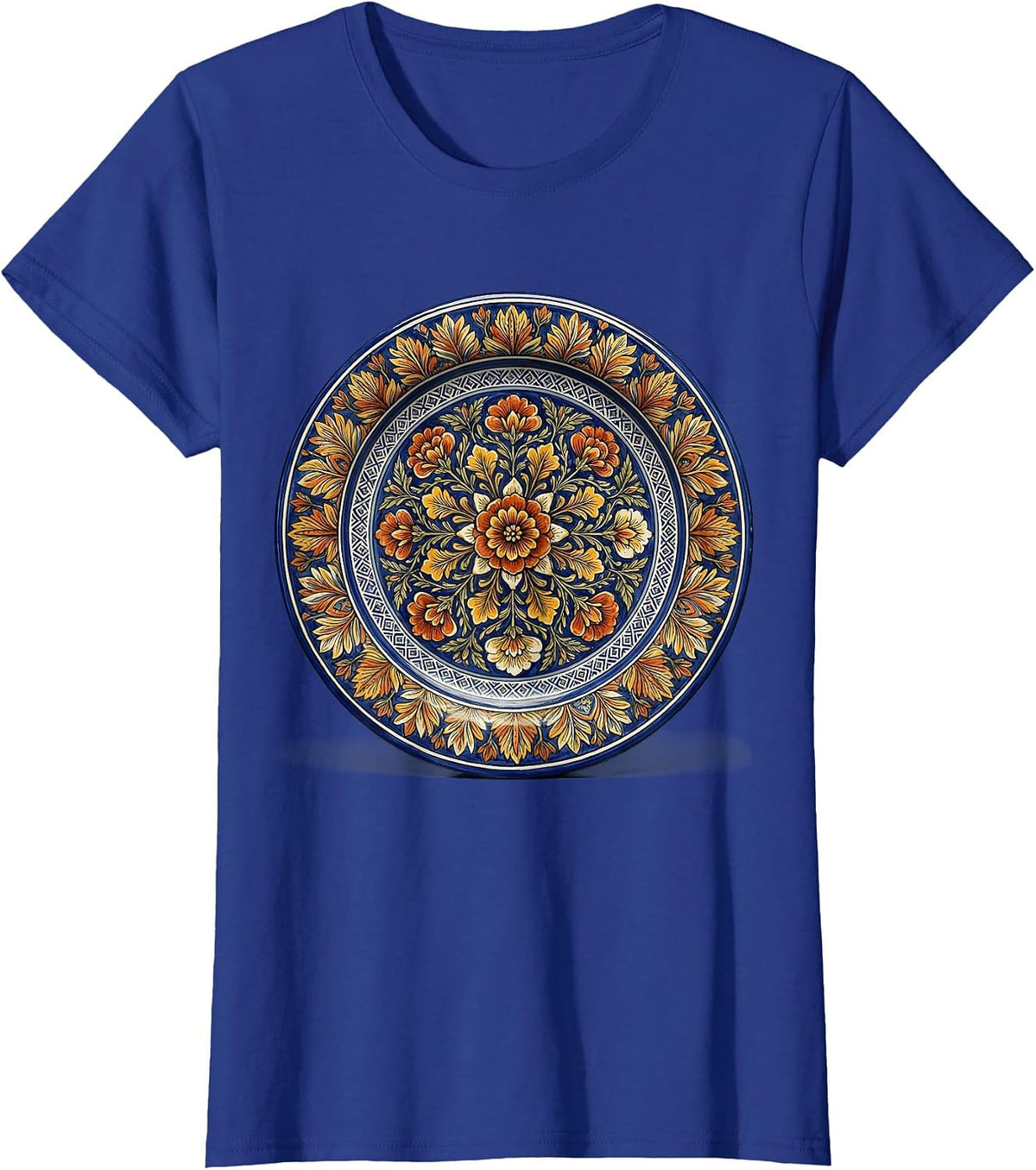 Women's Talavera Pottery Hispanic Heritage Month Design T-Shirt - Royal Blue