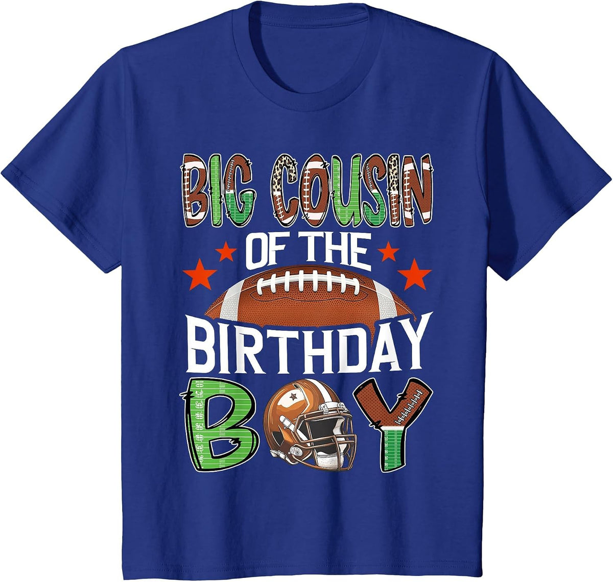 Big Cousin of The Birthday Boy Game Day Football T-Shirt - Royal Blue