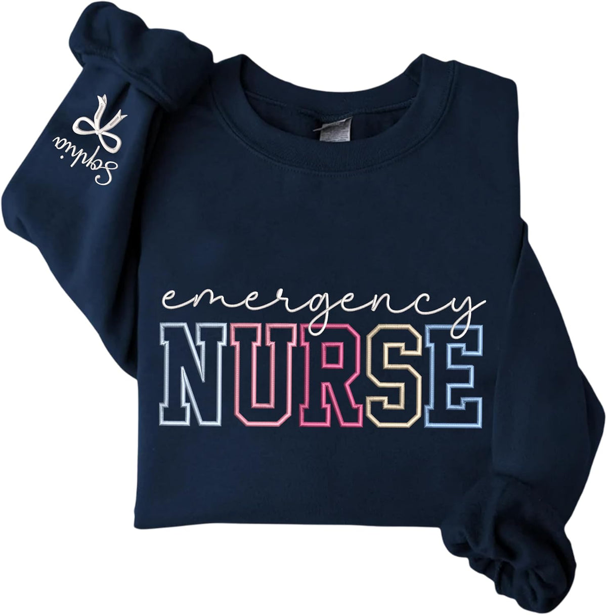 Personalized Embroidered Nurse Sweatshirt - Custom Name & Specialty, Nursing Gift For Graduation Appreciation - Emergency