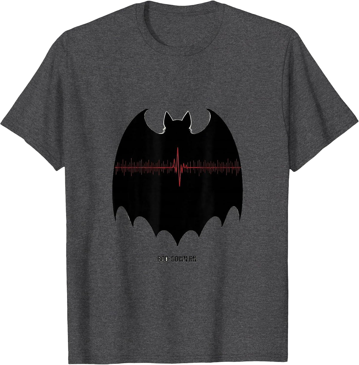 Boo-Gown RN Minimalist Halloween Nurse Medical Humor T-Shirt - Dark Heather Grey