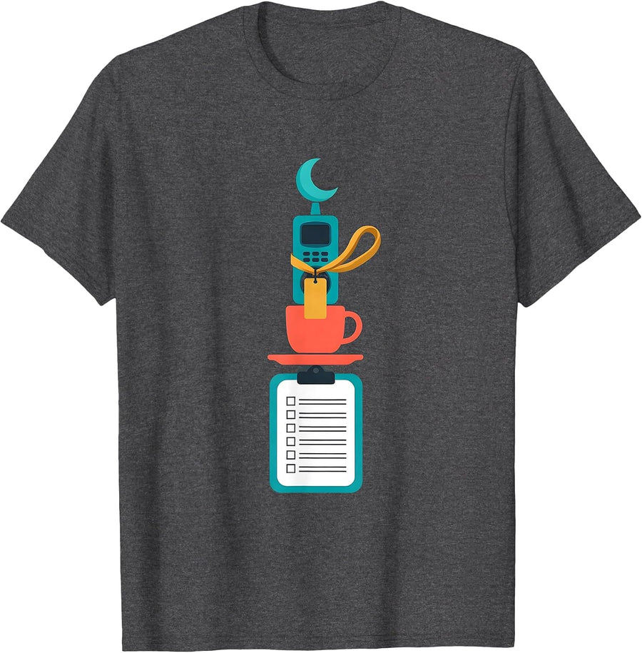 Men's Para Normal Activities Stacked Role Mascot Halloween Teacher T-Shirt - Dark Heather Grey